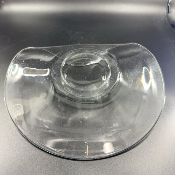 Mid Century Clear Glass Dish Plate Folded Edge Manganese 365nm Green UV Glow VTG - Picture 10 of 11